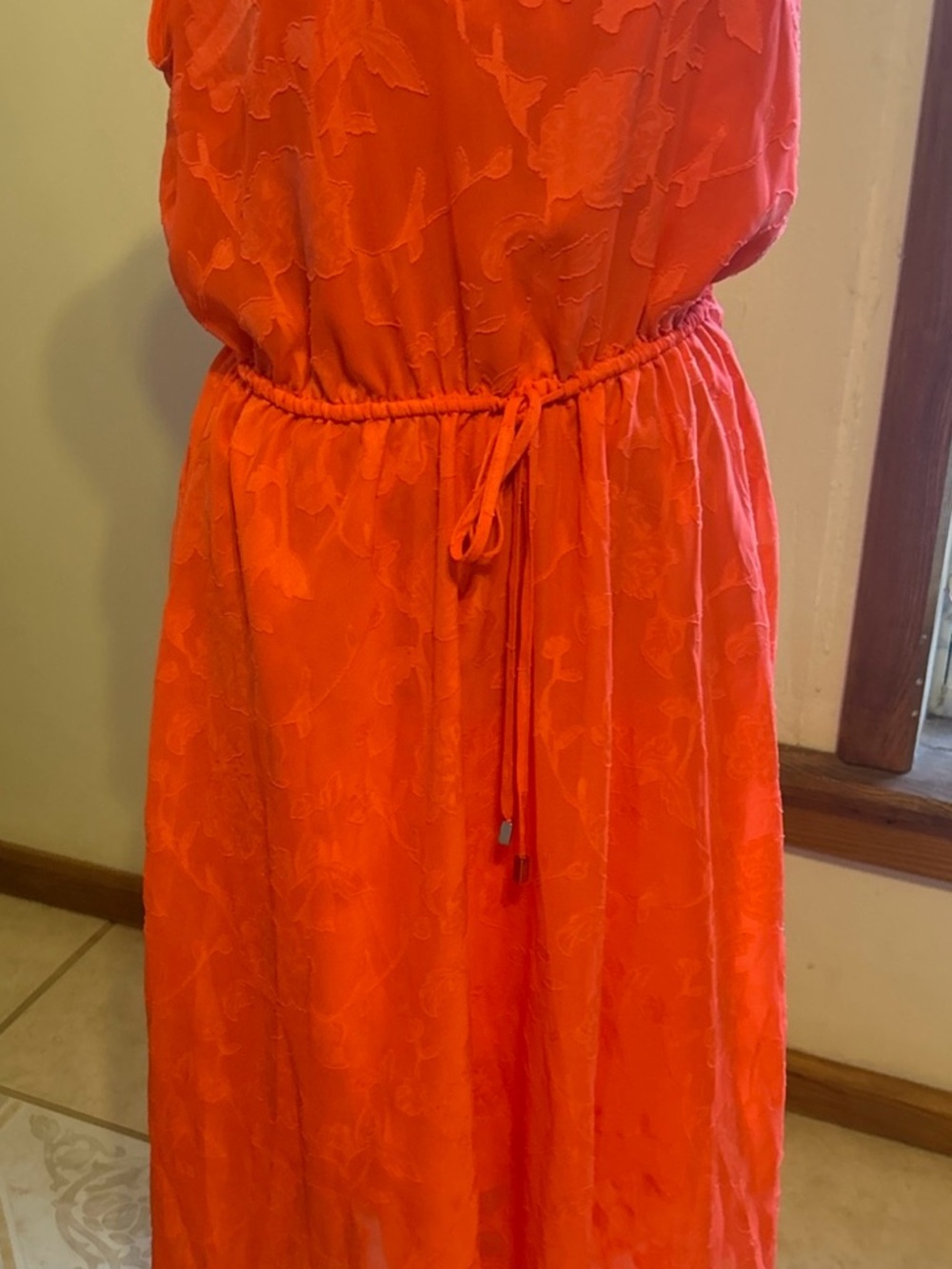 a.n.a Orange Drawstring Waist Girls' Casual Dress